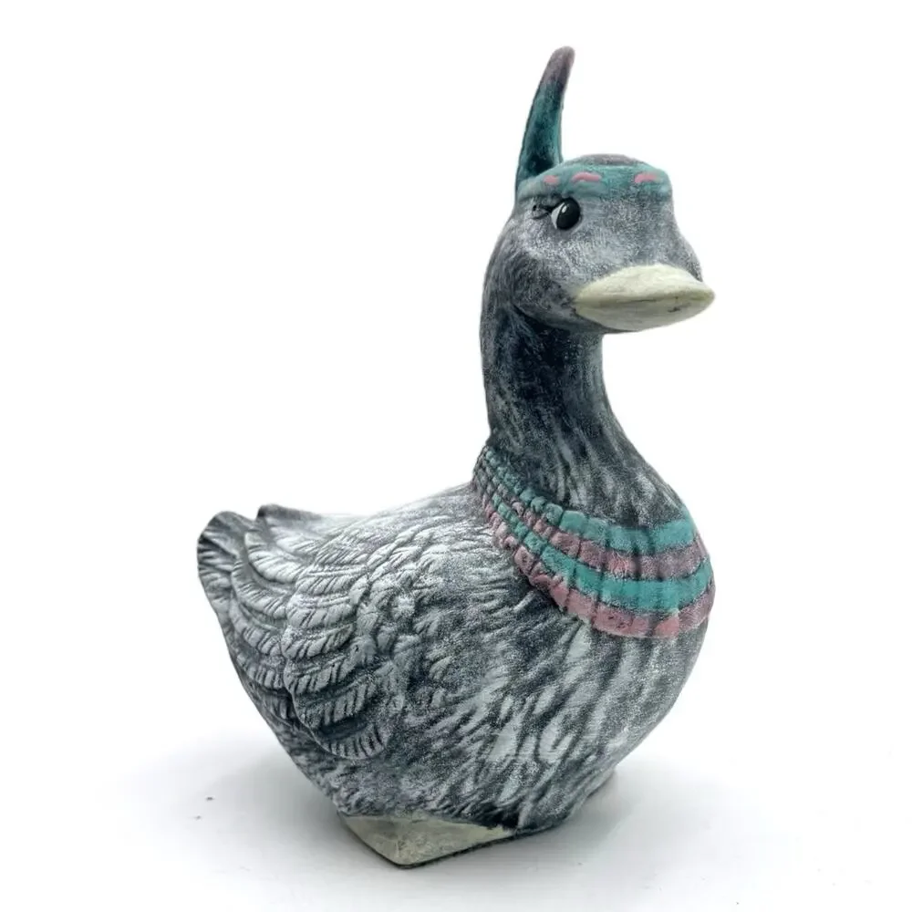 Southwestern Indian Mallard Duck Hand Painted Ceramic Figurine Signed‎ By Artist